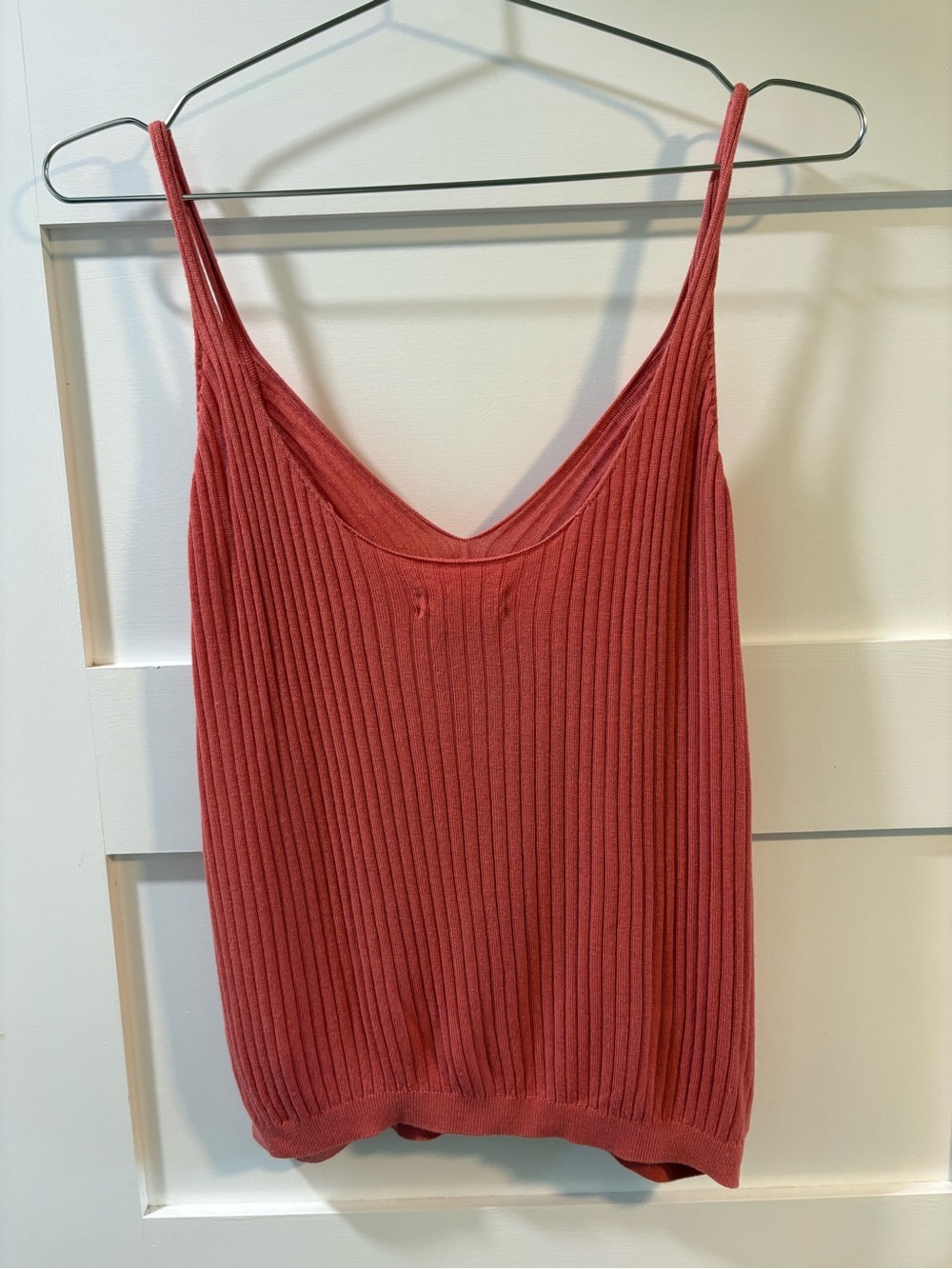 Anthropologie Spaghetti Strap Ribbed Knit Cami Tank Top - Coral - Picture 4 of 4